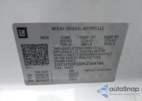 2019 Chevrolet Silverado 1500 Lt from USA, damaged, VIN 1GCUYDEDXKZ144764